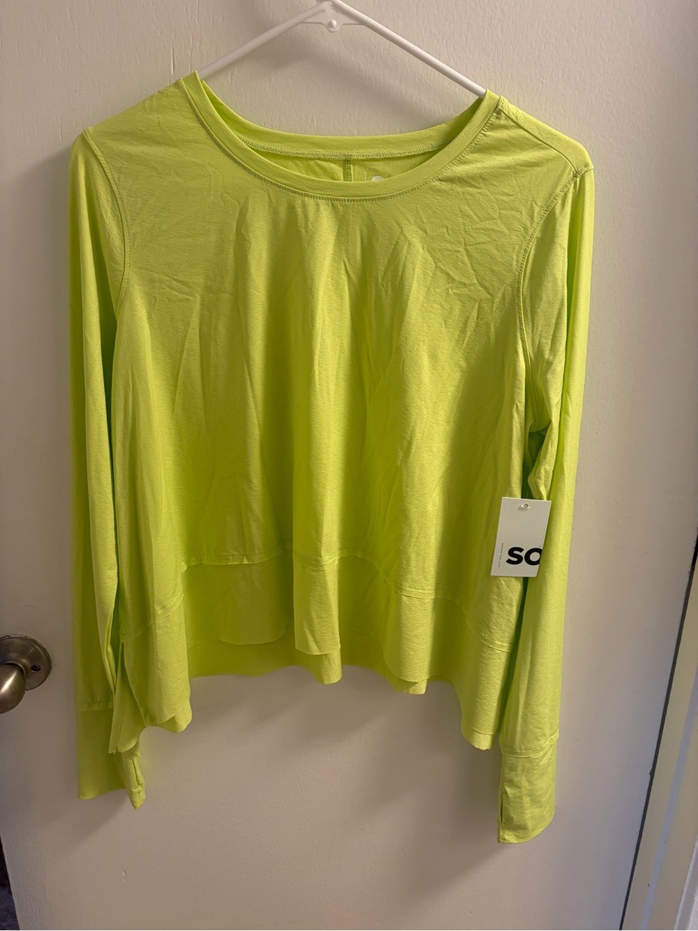 SO Neon Lime Long Sleeve Crew Neck Top